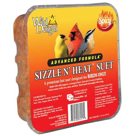 Sizzle N Heat Wild Delight Sizzle N Heat Songbird Beef Suet Wild Bird Food 11.75 oz 372175